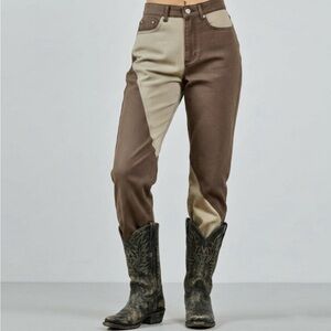 UrbanOutfitters BDG Patchwork Cowboy Jeans Straight-Leg in Brown Khaki Size27